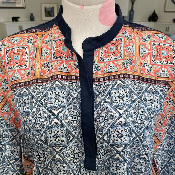 Zara Basic Collection Drop Shoulder Oversized Tunic Top Blue Wht Org Sz S NWT - Picture 3 of 12